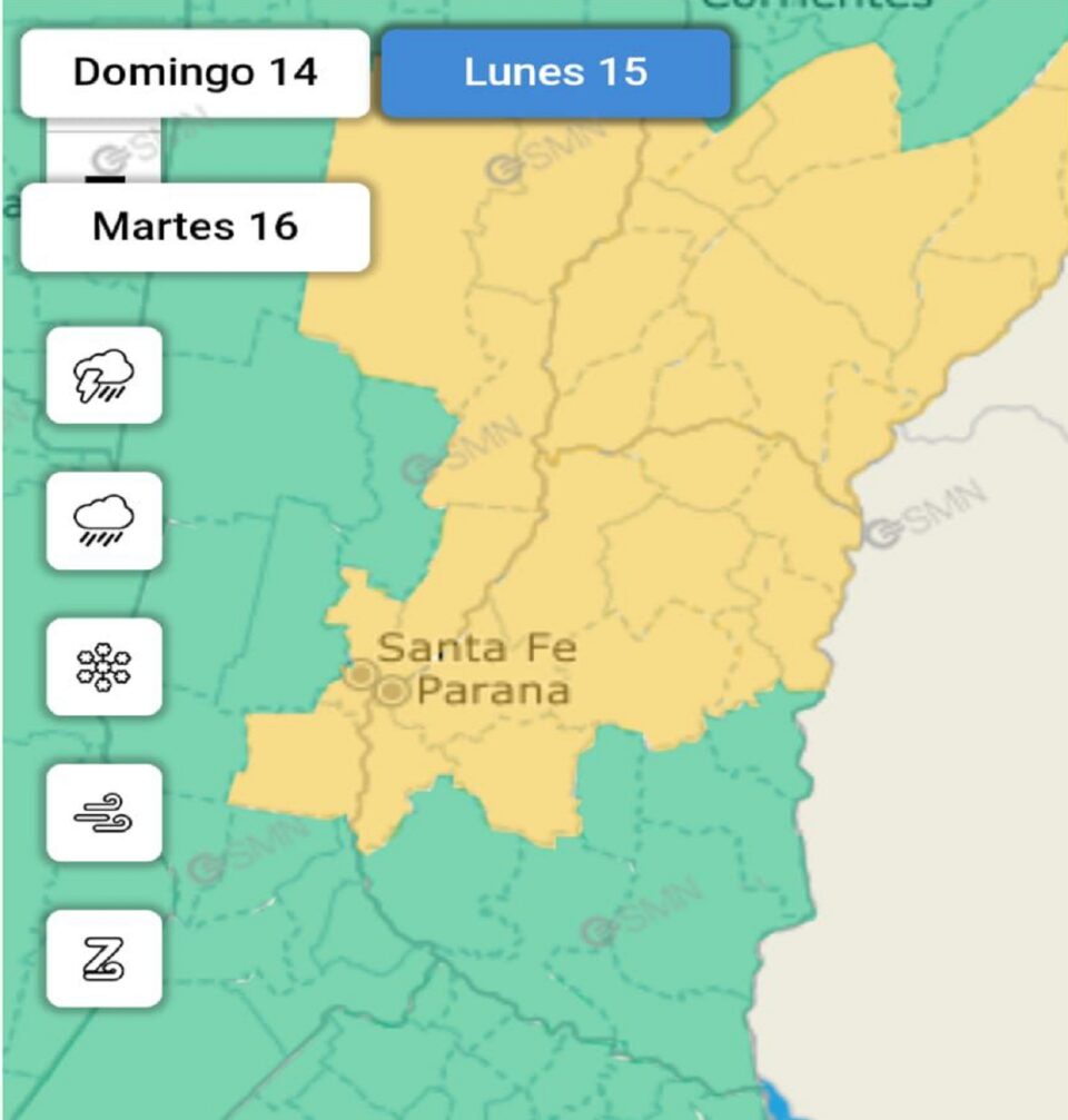 Emitieron alerta amarilla por lluvia y tormentas para este lunes