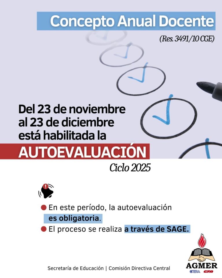 Concepto Anual Docente: período de autoevaluación