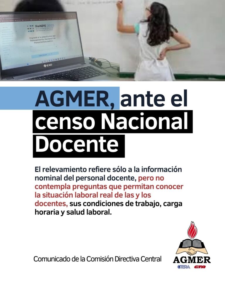 AGMER, ante el Censo Nacional Docente